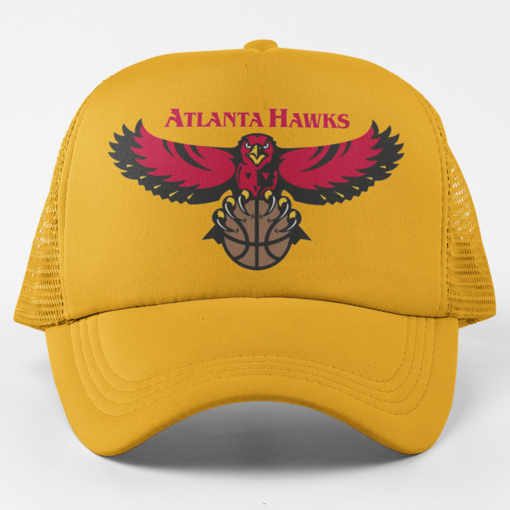 NEW Atlanta Hawks 1995 Foam Trucker Mesh Snapback Hat GOLDENROD